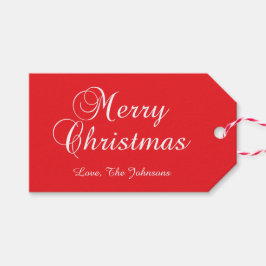 Klassisk Merry Christmas Kalligrafi Röd Presentetikett