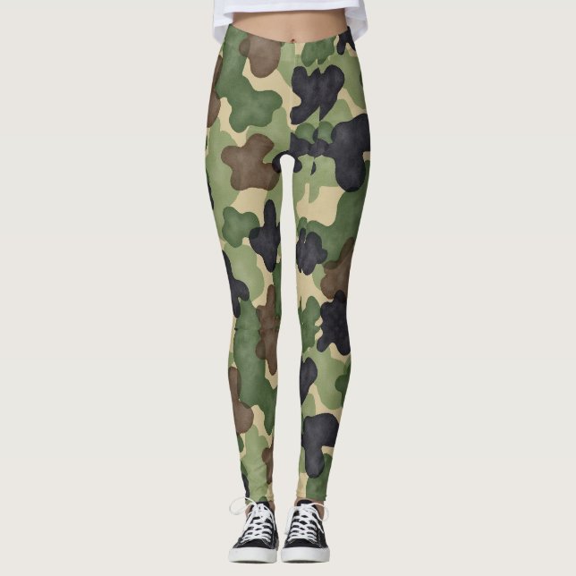 Klassisk militärkamouflage utan havsbotten Mönster Leggings (Framsida)