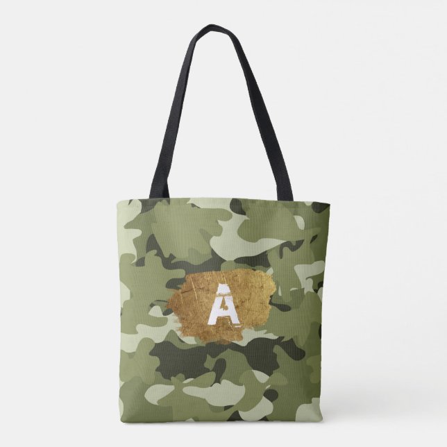 Klassisk militärväska med din Monogram Tote Bag Tygkasse (Baksida)