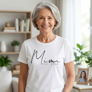Klassisk Mimi EST År Enkel Familj Skrift T Shirt