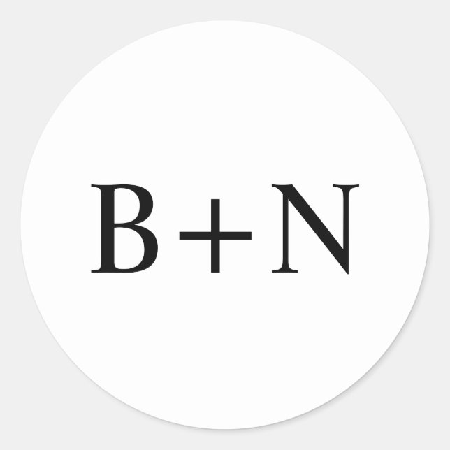 Klassisk minimal Anpassningsbar Monogram Bröllop Runt Klistermärke (Framsida)