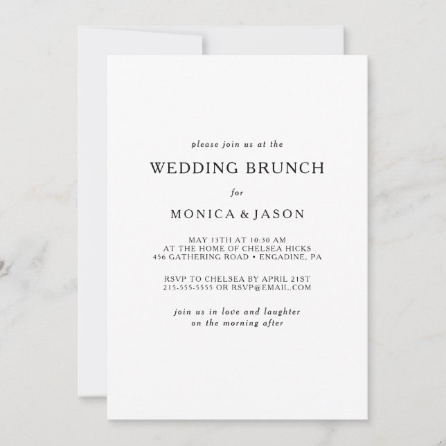 Klassisk minimal inbjudan till Bröllop Brunch (Framsida)