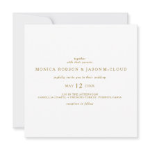 Klassisk, minimal inbjudan till bröllop på Guld-to