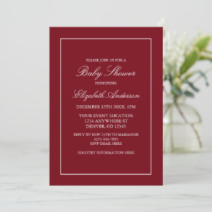 Klassisk, minimal inbjudan till Red Baby Shower