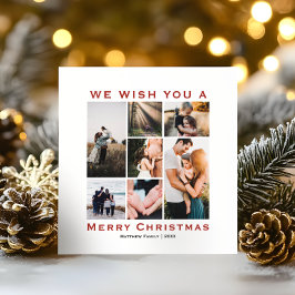 Klassisk minimal julfamiljs fotokollage julkort