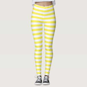 Klassisk Minimal Modern Gul och Vit Randig Leggings