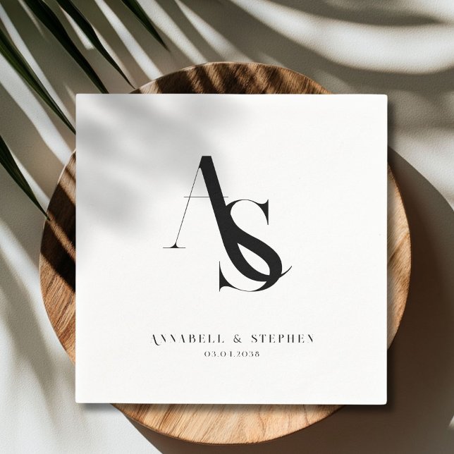 Klassisk, minimal, Monogram, Bröllop Napkins Pappersservett (Classic, Minimal, Monogram, Wedding Napkins)