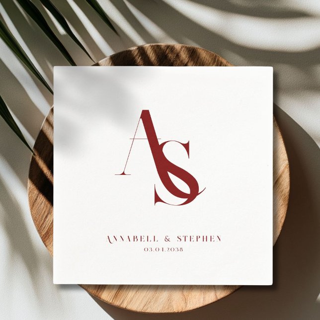 Klassisk, minimal, Monogram, Bröllop Napkins Pappersservett (Classic, Minimal, Monogram, Wedding Napkins)