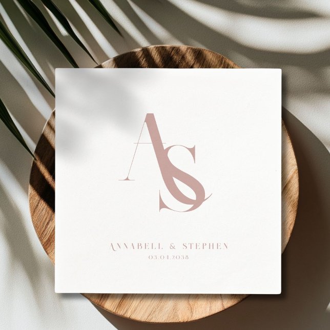 Klassisk, minimal, Monogram, Bröllop Napkins Pappersservett (Classic, Minimal, Monogram, Wedding Napkins)