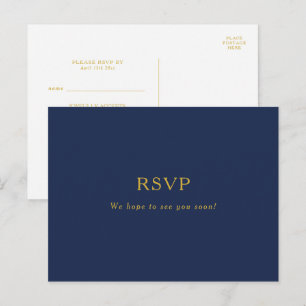 Klassisk Minimal Mörkblå Guld Lådbegäran RSVP Vykort