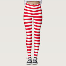 Klassisk minimal röd och vit stripe leggings