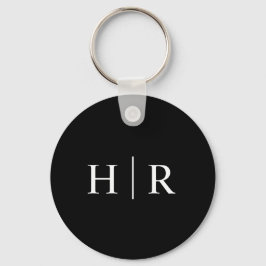 Klassisk Minimal Svart Vit Monogram Nyckelring
