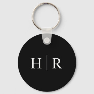 Klassisk Minimal Svart Vit Monogram Nyckelring