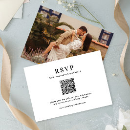 Klassisk Minimal Typografi QR-kod Foto Bröllop OSA Kort