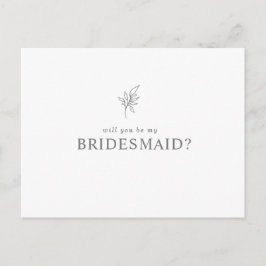 Klassisk minimalist blir min Bridesmaid Inbjudan Vykort