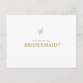 Klassisk minimalist blir min Bridesmaid Inbjudan Vykort