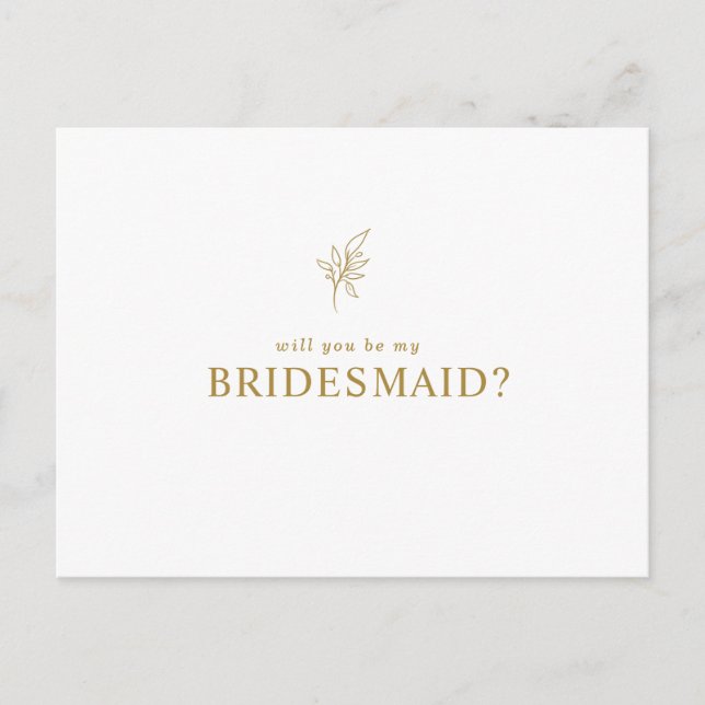 Klassisk minimalist blir min Bridesmaid Inbjudan Vykort (Framsida)