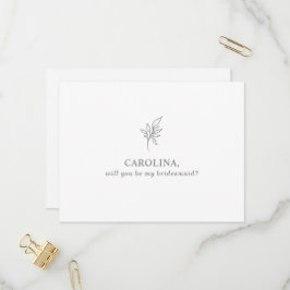 Klassisk minimalist blir min Bridesmaid Inbjudan Vykort