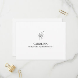 Klassisk minimalist blir min Bridesmaid Inbjudan Vykort