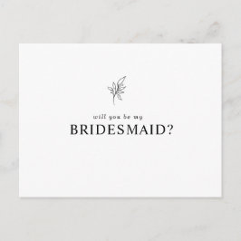Klassisk minimalist blir min Bridesmaid Inbjudan Vykort