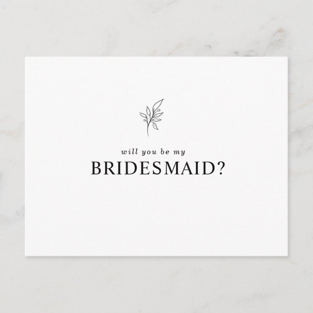 Klassisk minimalist blir min Bridesmaid Inbjudan Vykort (Framsida)
