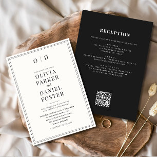 Klassisk minimalistisk alla i en QR-kod Bröllop Inbjudningar