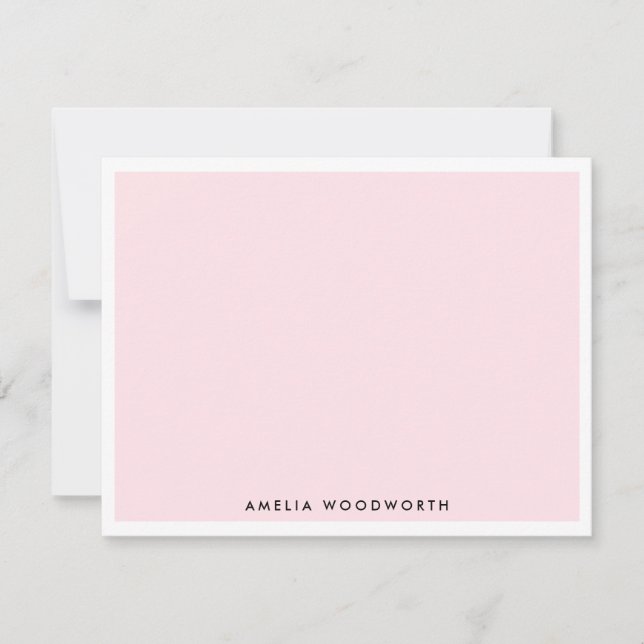 Klassisk minimalistisk BrightStor  Rosa Vit Elegan Anteckningskort (Framsida)