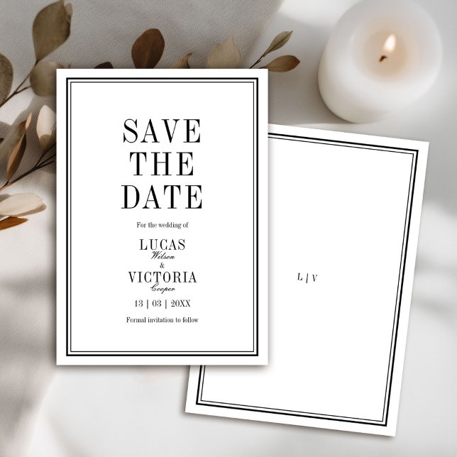 Klassisk minimalistisk bröllops-Save the Date Inbjudningar (Skapare uppladdad)