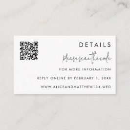 Klassisk minimalistisk bröllopsinformation QR-kod Tilläggskort