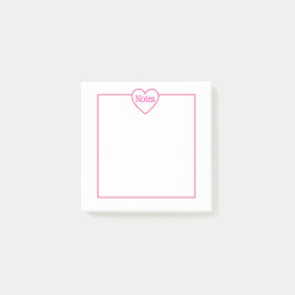 Klassisk minimalistisk Chic Cute Rosa Heart Notes Post-it Block