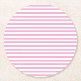 Klassisk Minimalistisk Chic Ljusrosa och Vita Rand Underlägg Papper Rund