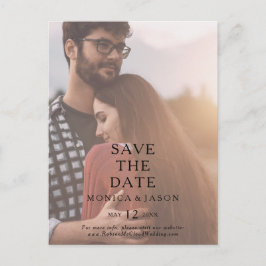 Klassisk minimalistisk fotospara datum postkort inbjudan vykort