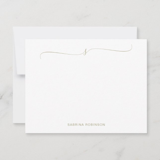 Klassisk minimalistisk Grönt-kalligrafi Anteckningskort (Framsida)
