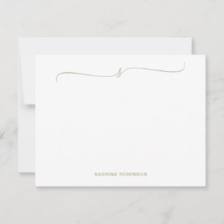 Klassisk minimalistisk Grönt-kalligrafi Anteckningskort