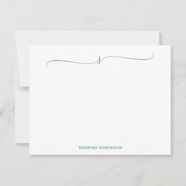Klassisk minimalistisk Grönt-kalligrafi Anteckningskort (Framsida)