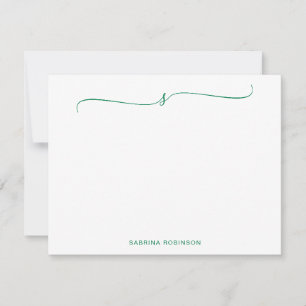 Klassisk minimalistisk Grönt-kalligrafi Anteckningskort