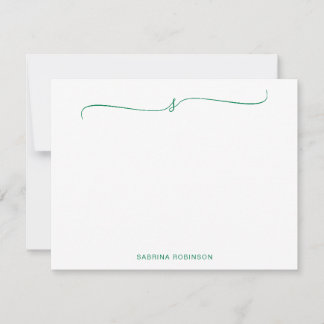 Klassisk minimalistisk Grönt-kalligrafi Anteckningskort
