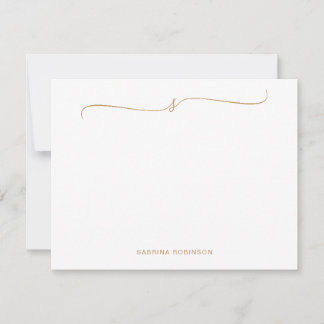 Klassisk minimalistisk Guld-kalligrafi Anteckningskort