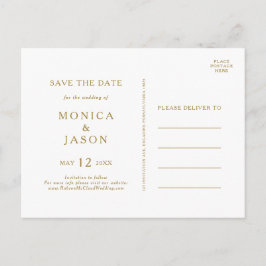 Klassisk minimalistisk guld save the date vykort