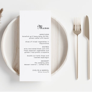 Klassisk minimalistisk menu Bröllop Meny