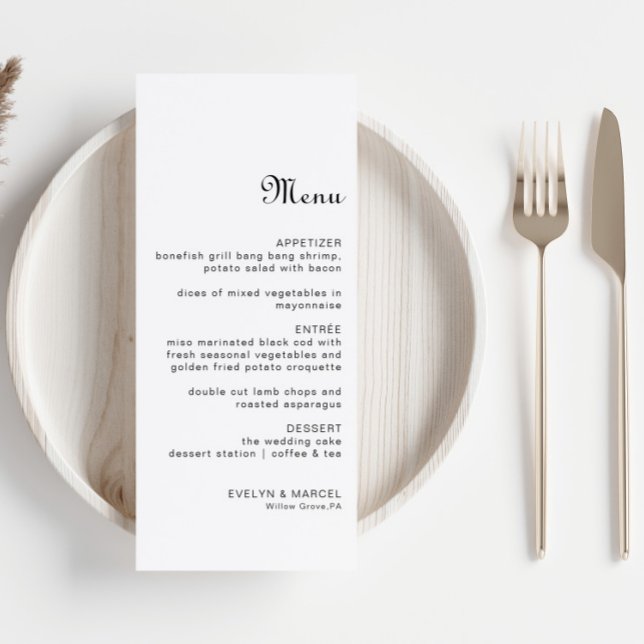 Klassisk minimalistisk menu Bröllop Meny (Skapare uppladdad)