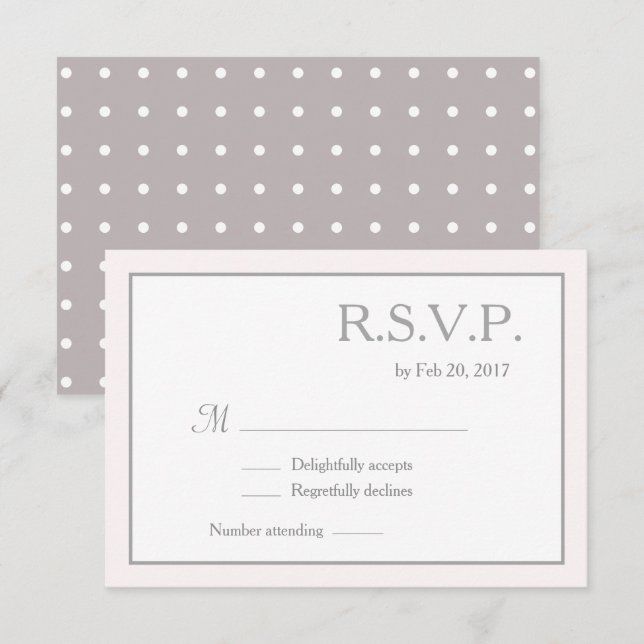 Klassisk minimalistisk  rosa vit bröllop OSA Inbjudningar (Fram/baksida)