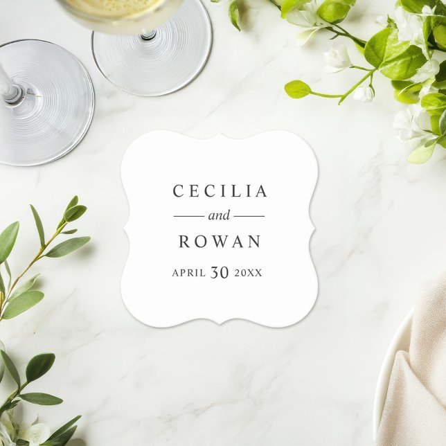 Klassisk minimalistisk svart-vit bröllopsdekor underlägg papper (Skapare uppladdad)
