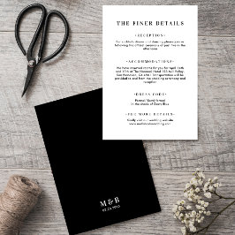 Klassisk Minimalistisk Svart & Vit Typografi Bröll Tilläggskort