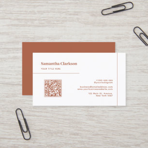 Klassisk, minimalistisk terracotta Line QR-kod Visitkort