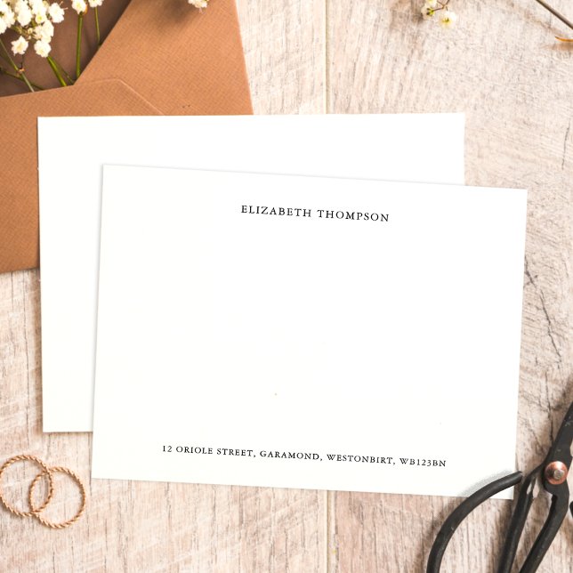 Klassisk minimalistisk typografi brevpapper  anteckningskort (Skapare uppladdad)