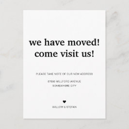 Klassisk minimalistisk vit Vi har flyttat Flyttnin Meddelande Vykort