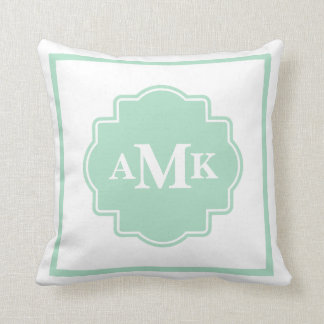 Klassisk Mint Grönt och vit monogram Pillow Kudde