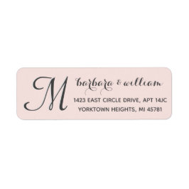 Klassisk Mjuk Rosa Anpassningsbar 2 Monogram-etike Returadress Etikett