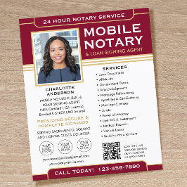 Klassisk mobil notarius flyer QR-kod Burgunder Gul
